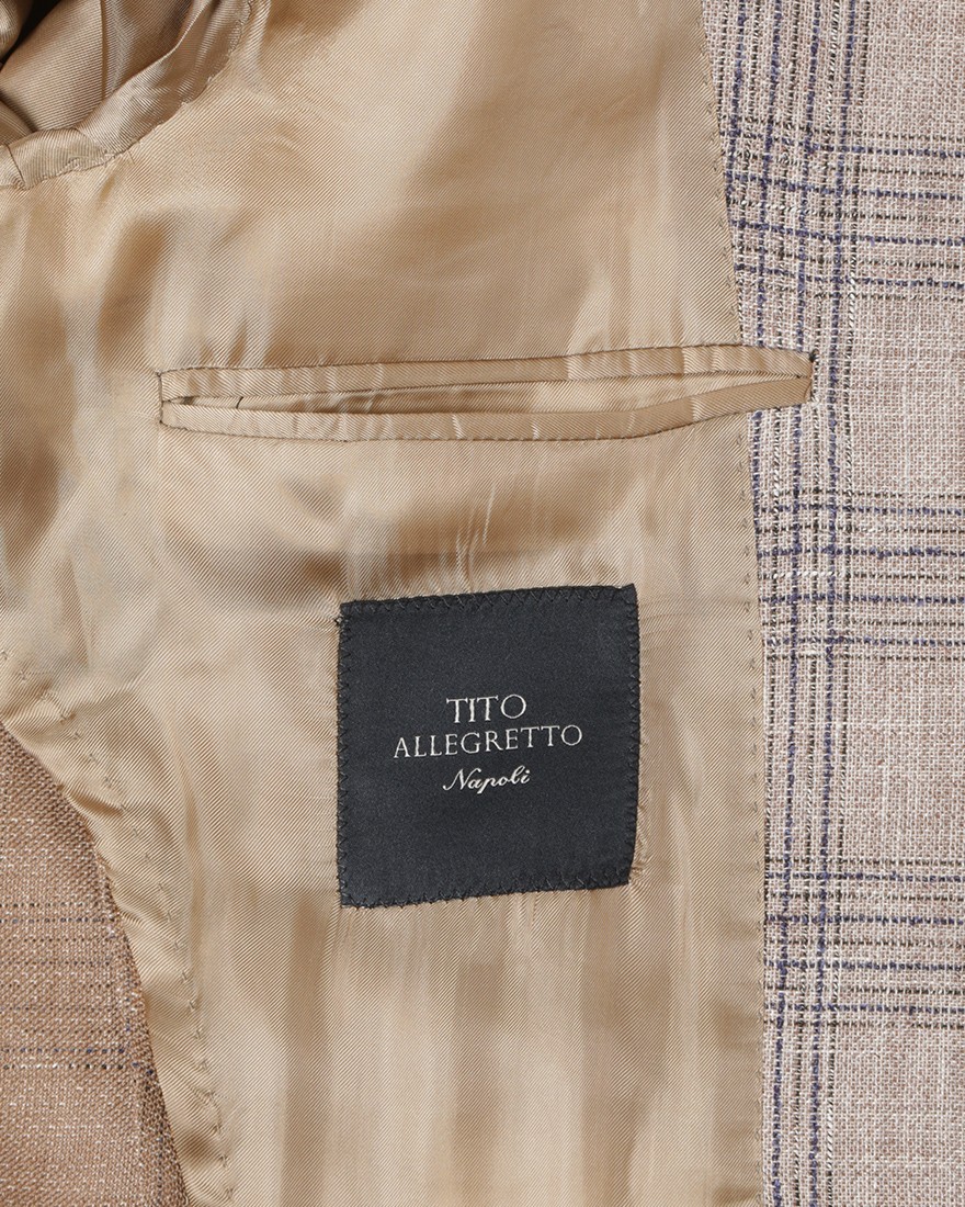 TITO ALLEGRETTOリネンコットン グループドチェック シングル3Bジャケット15l