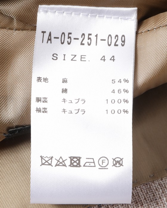 TITO ALLEGRETTOリネンコットン グループドチェック シングル3Bジャケット22l