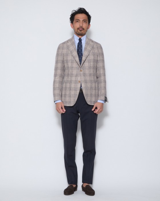 TITO ALLEGRETTOリネンコットン グループドチェック シングル3Bジャケット27l
