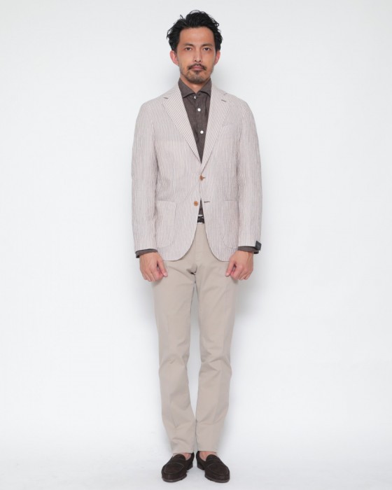 ERRICO FORMICOLAストライプコットン 2B シングルジャケット【ANDREA】 01l