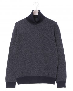 14G ヘリンボーンウール タートルネック ニット【SLIM FIT】