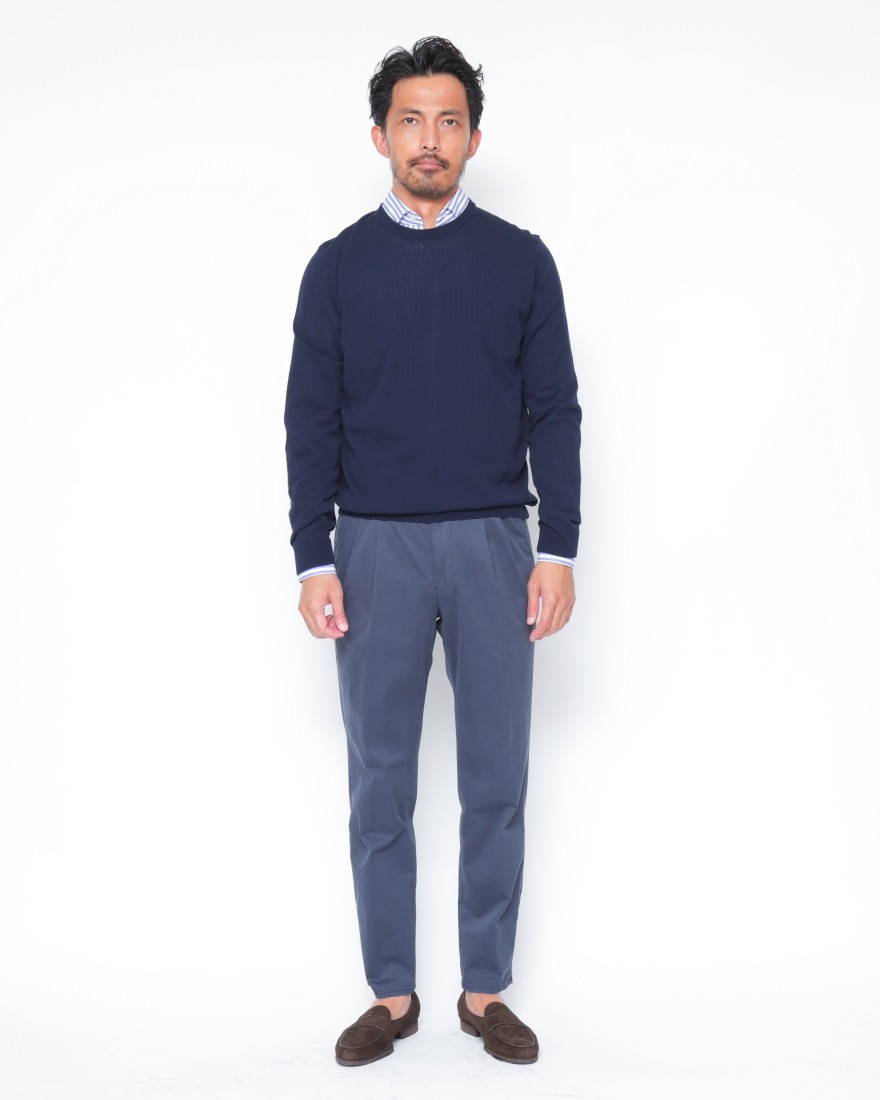 ZANONEクレープコットン 長袖クルーネックニット【crepe cotton 】01l