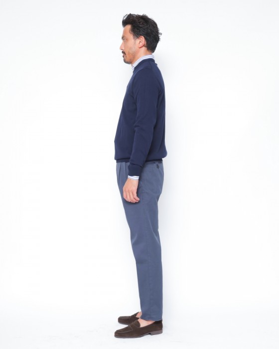 ZANONEクレープコットン 長袖クルーネックニット【crepe cotton 】02l