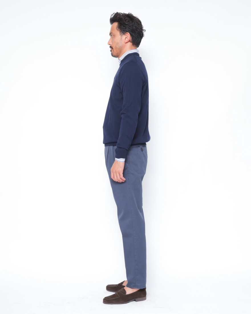 ZANONEクレープコットン 長袖クルーネックニット【crepe cotton 】02l