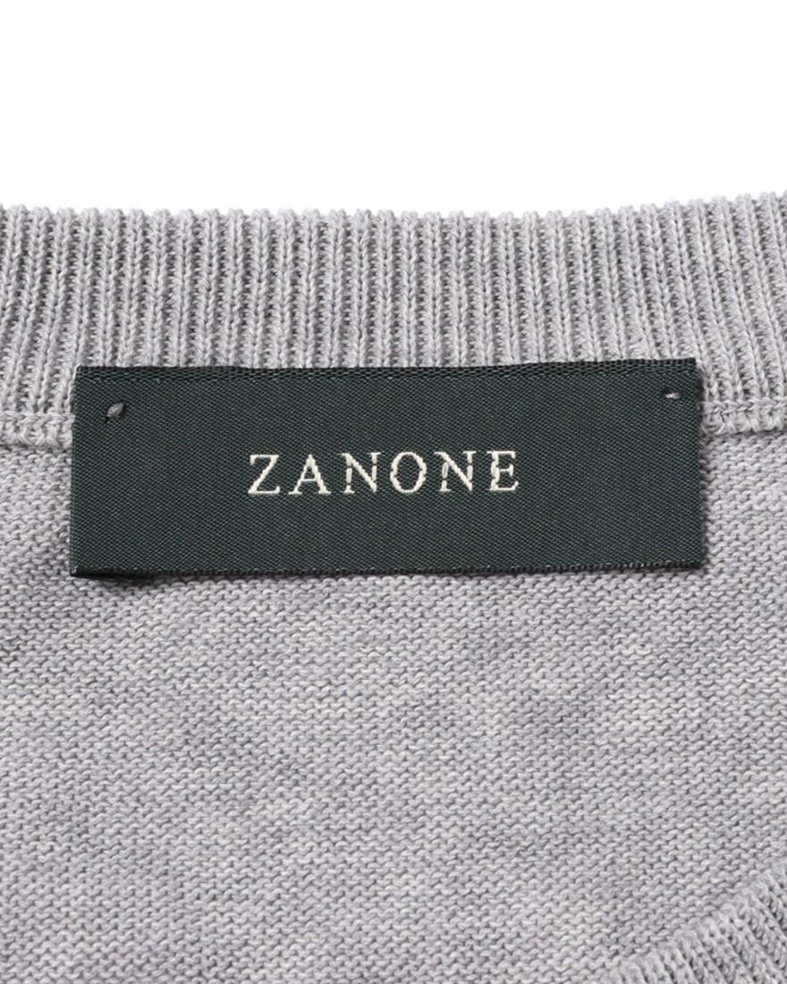 ZANONEクレープコットン 長袖クルーネックニット【crepe cotton 】12l