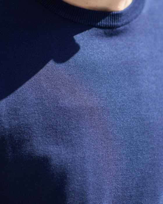 ZANONEクレープコットン 長袖クルーネックニット【crepe cotton 】20l
