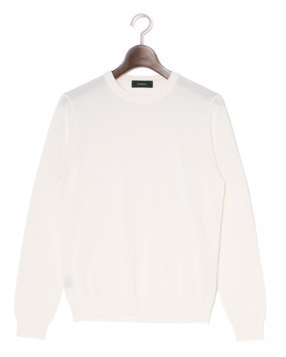 ZANONEクレープコットン 長袖クルーネックニット【crepe cotton 】c0
