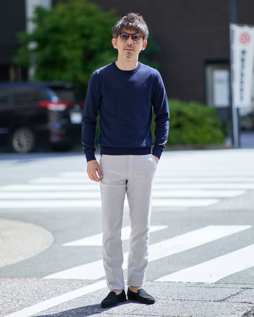 クレープコットン 長袖クルーネックニット【crepe cotton クレープコットン 長袖クルーネックニット【crepe cotton