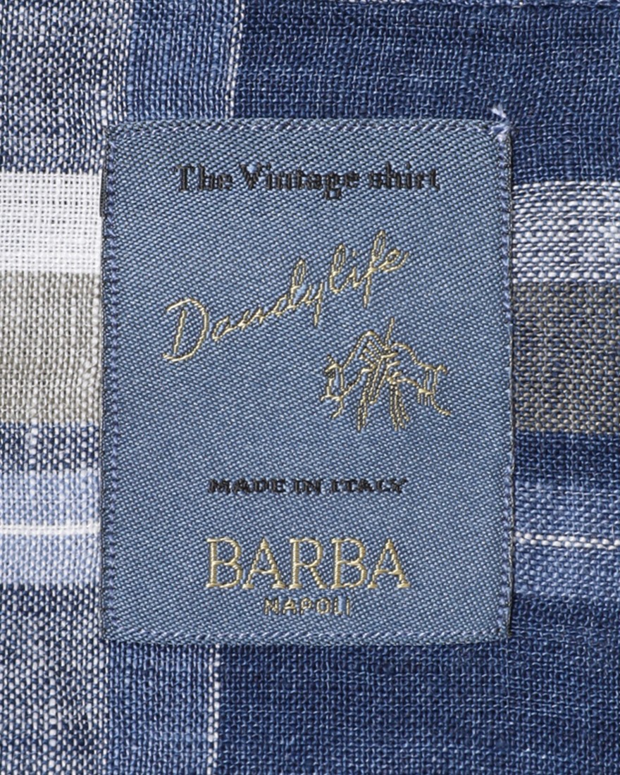 BARBAリネンマドラスチェック ボタンダウンシャツ【DANDY LIFE】11l
