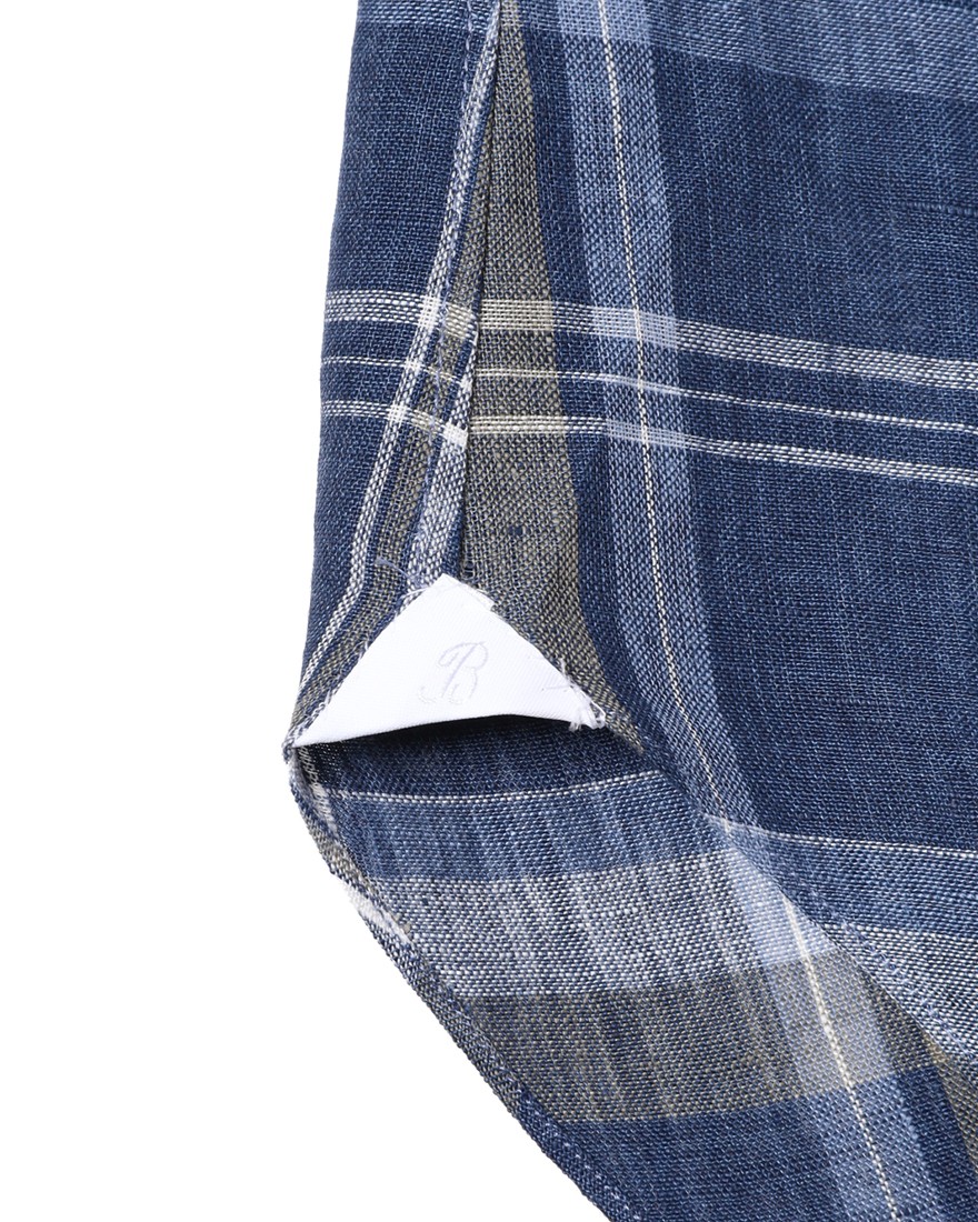 BARBAリネンマドラスチェック ボタンダウンシャツ【DANDY LIFE】12l