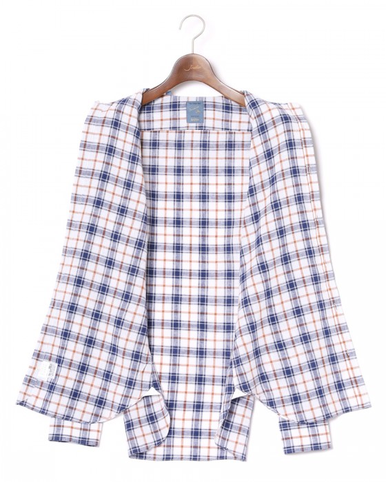 BARBAリネンコットンスクエアチェック ボタンダウンシャツ【DANDY LIFE】11l