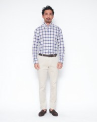 BARBAリネンコットンスクエアチェック ボタンダウンシャツ【DANDY LIFE】mb_01l