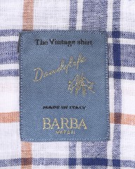 BARBAリネンコットンスクエアチェック ボタンダウンシャツ【DANDY LIFE】mb_12l