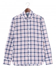 BARBAリネンコットンスクエアチェック ボタンダウンシャツ【DANDY LIFE】mb_c0