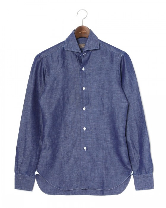 BARBAコットンリネン シャンブレーシャツ【New Bruno/DANDY LIFE】ma