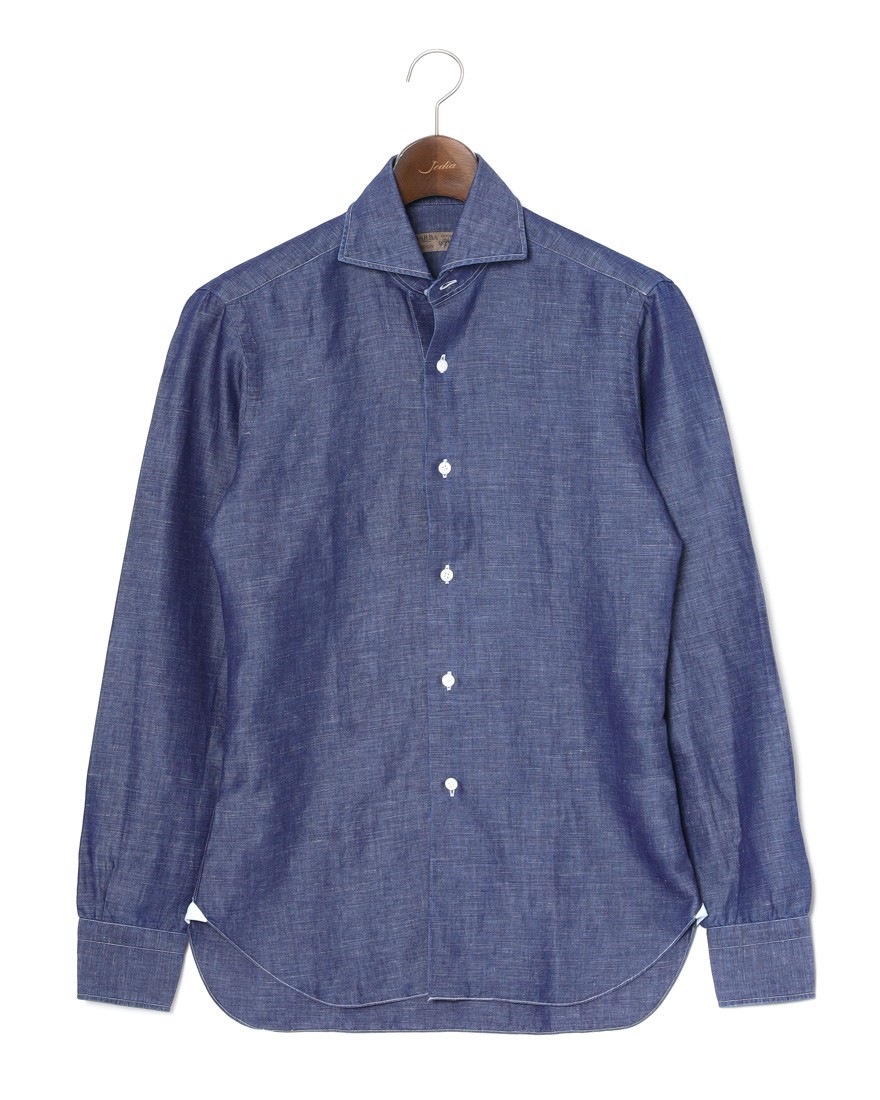 BARBAコットンリネン シャンブレーシャツ【New Bruno/DANDY LIFE】ma