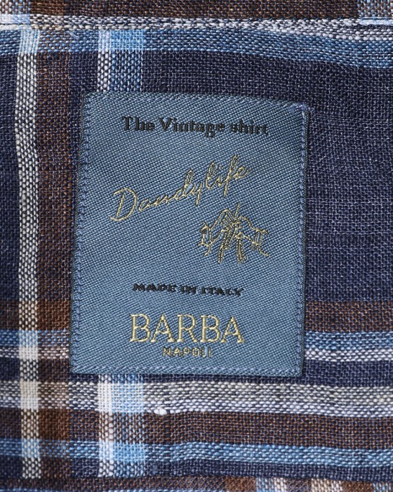 BARBAマドラスチェック リネン ボタンダウンシャツ【DANDY LIFE】10l