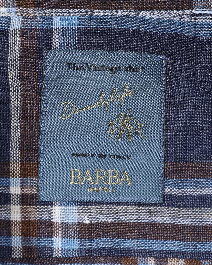 BARBAマドラスチェック リネン ボタンダウンシャツ【DANDY LIFE】10l