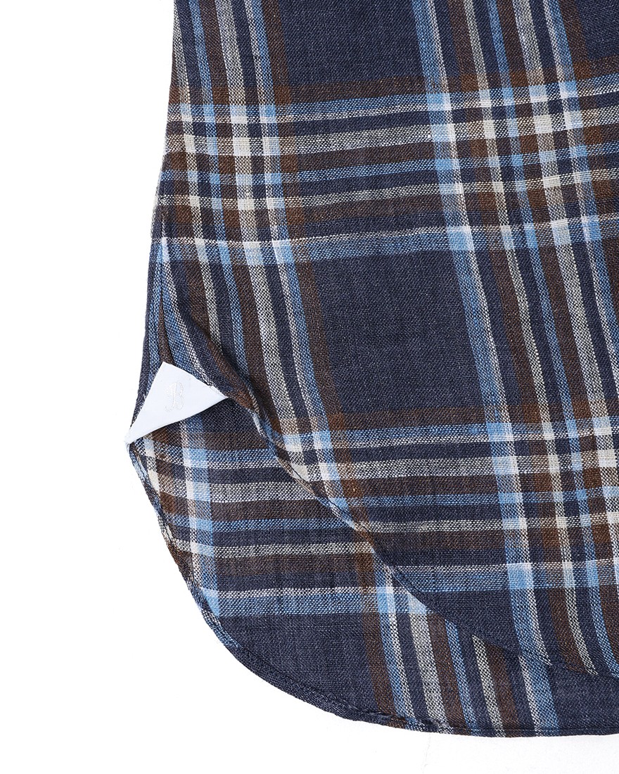 BARBAマドラスチェック リネン ボタンダウンシャツ【DANDY LIFE】11l