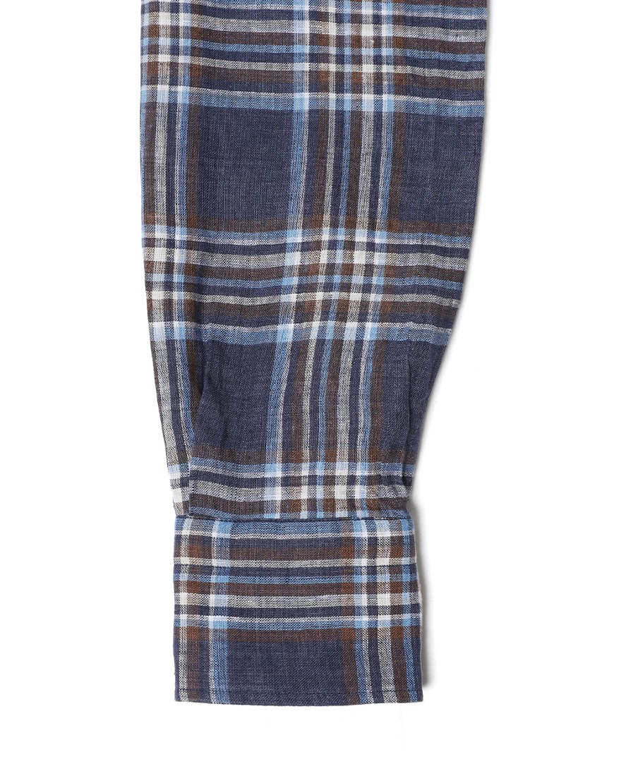 BARBAマドラスチェック リネン ボタンダウンシャツ【DANDY LIFE】13l