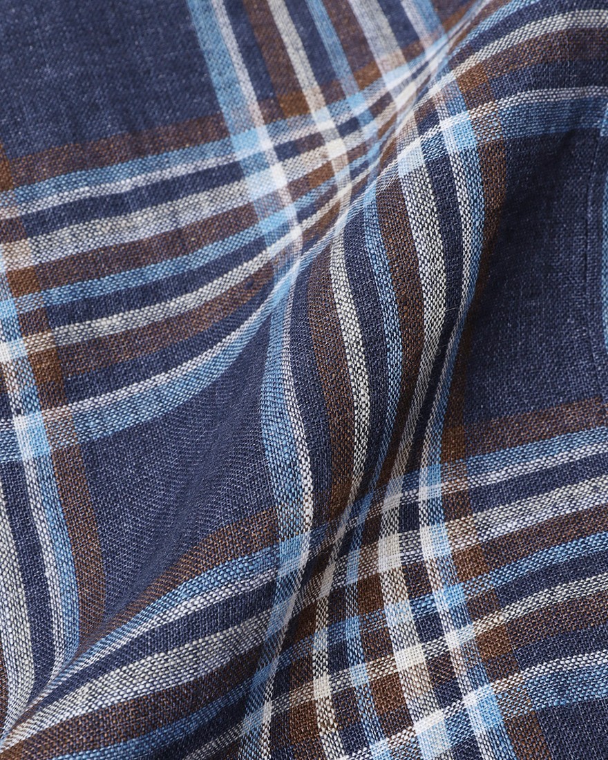 BARBAマドラスチェック リネン ボタンダウンシャツ【DANDY LIFE】16l