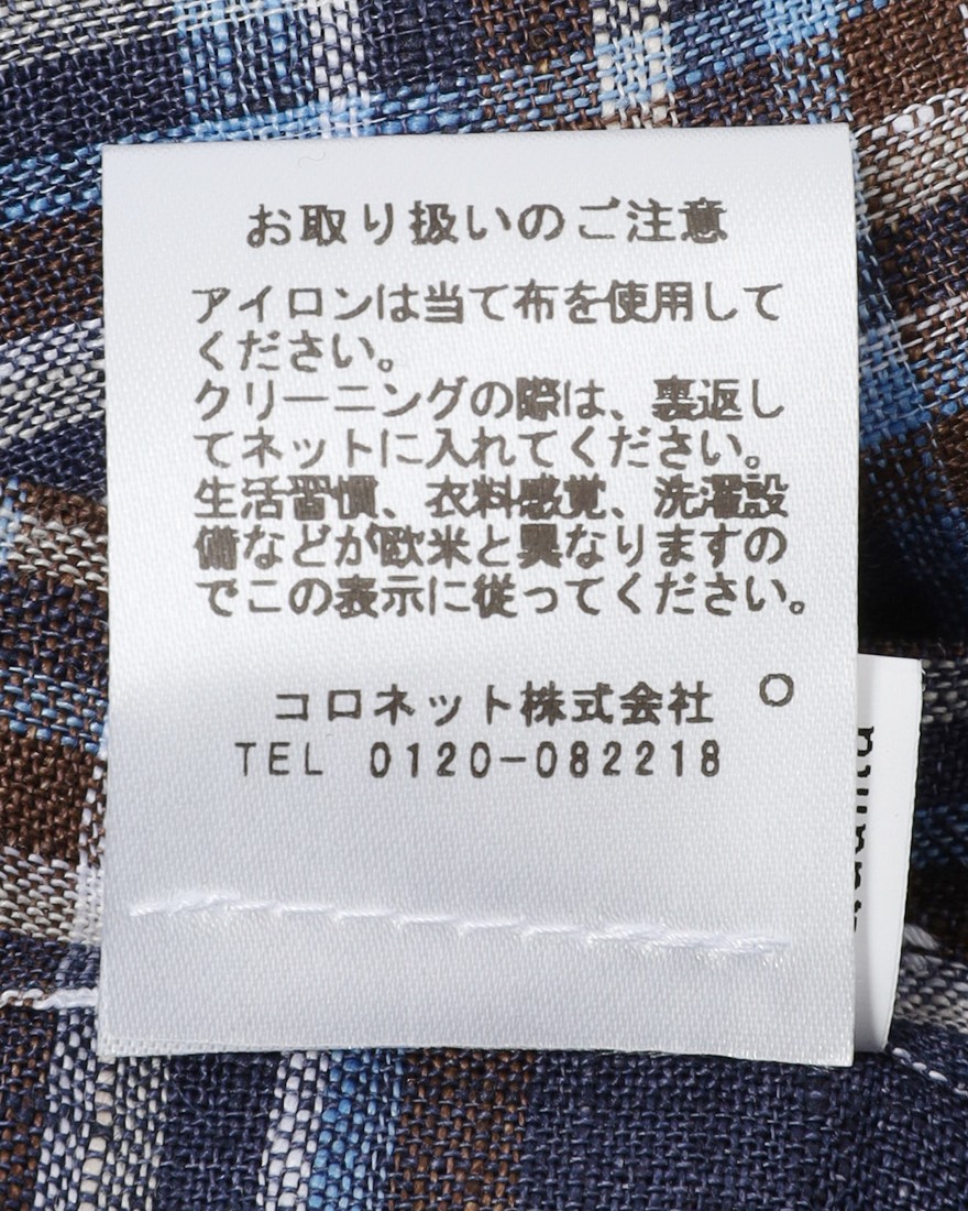 BARBAマドラスチェック リネン ボタンダウンシャツ【DANDY LIFE】19l