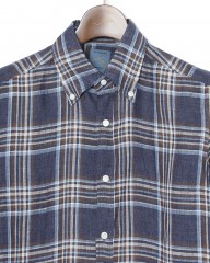 BARBAマドラスチェック リネン ボタンダウンシャツ【DANDY LIFE】mb_06l