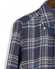 BARBAマドラスチェック リネン ボタンダウンシャツ【DANDY LIFE】mb_07l