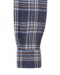 BARBAマドラスチェック リネン ボタンダウンシャツ【DANDY LIFE】mb_13l