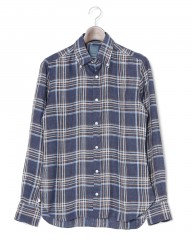 BARBAマドラスチェック リネン ボタンダウンシャツ【DANDY LIFE】mb_c0