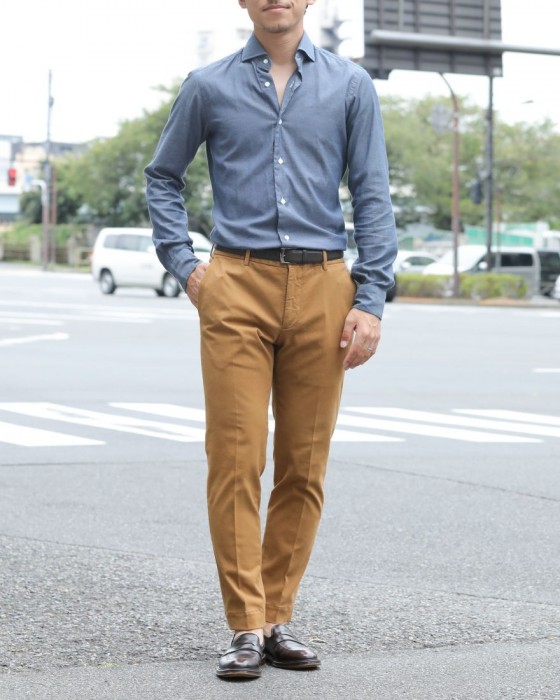 BARBA（バルバ） ワイドカラー メランジドビーシャツ【襟型401 SCALO TAGLIA/DANDYLIFE】