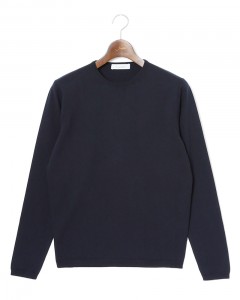 27G コットン 長袖クルーネックニット
