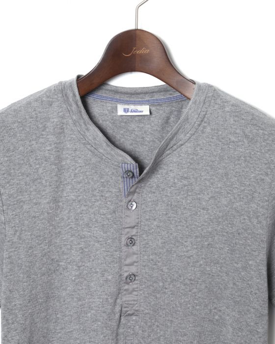 Schiesserリブ編み ヘンリーネックS/S カットソー【KARL-HEINZ Henley1/2】03l