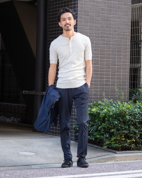 Schiesser（シーサー） リブ編み ヘンリーネックS/S カットソー【KARL-HEINZ Henley1/2 Seasonal】
