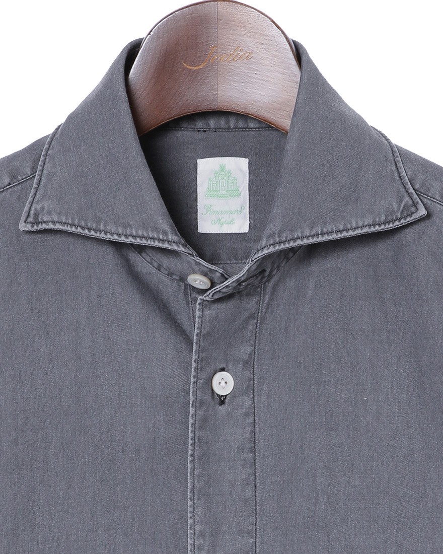 Finamoreコットングレー カッタウェイシャツ【SIMONE/J/BALI】02l
