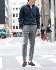 Finamoreコットンブロードネイビーカッタウェイシャツ【SIMONE/J/BALI】mb_ma