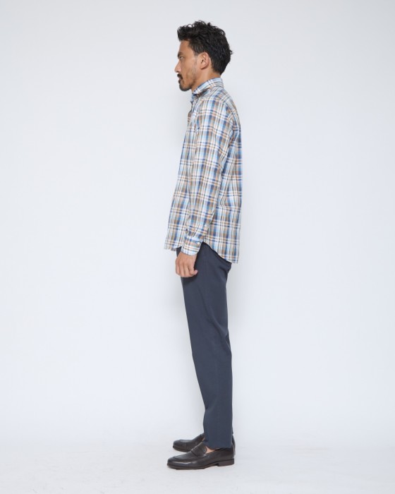 Finamoreコットンリネンチェック カッタウェイシャツ【SIMONE/J/BALI】19l