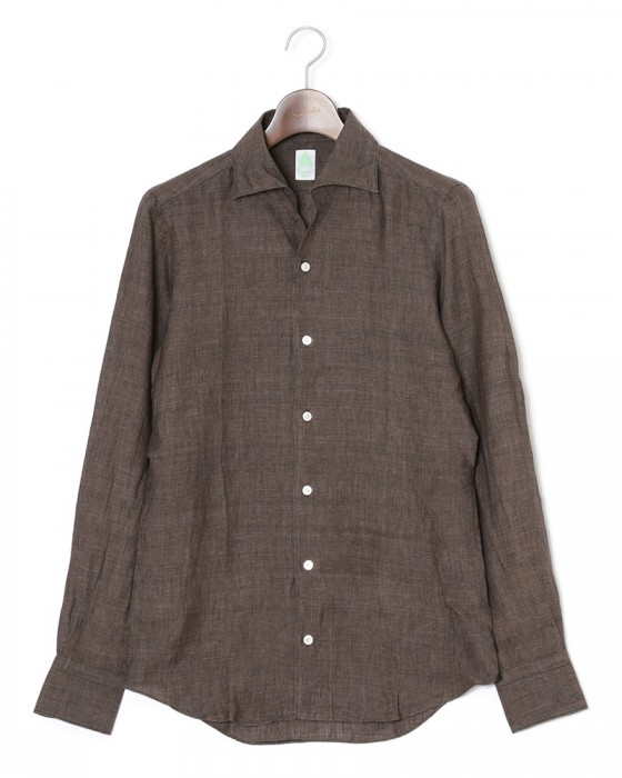 Finamoreソリッド リネン ワンピースカラーシャツ【MANUEL/J/SEUL】c3