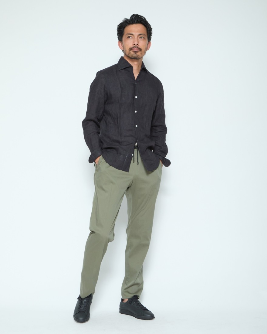 Finamoreソリッド リネン ワンピースカラーシャツ【MANUEL/J/SEUL】ma
