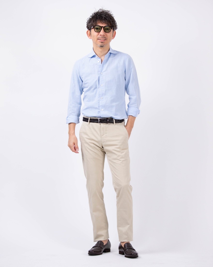Finamoreコットンリネン カッタウェイシャツ【SIMONE/J/BALI】ma
