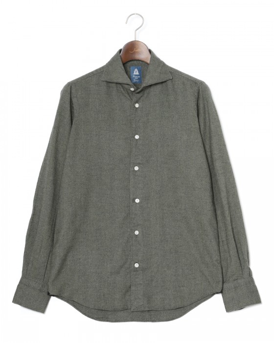 Finamoreコットンリヨセル ヘリンボーン カッタウェイカラーシャツ【SIMONE/BALI】c0