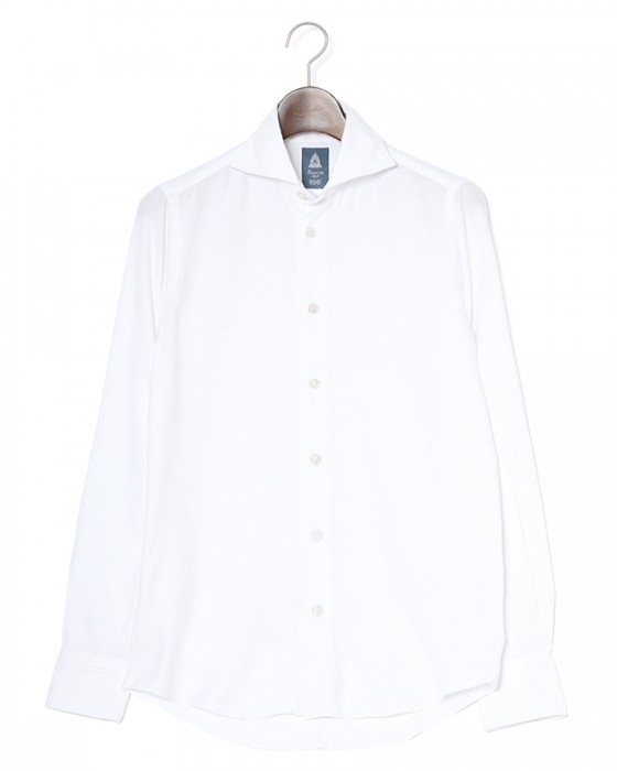 Finamoreコットンリヨセル ヘリンボーン カッタウェイカラーシャツ【SIMONE/BALI】ma