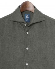 Finamoreコットンリヨセル ヘリンボーン カッタウェイカラーシャツ【SIMONE/BALI】mb_06l
