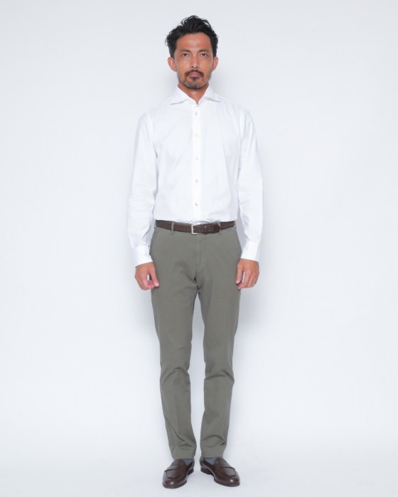 Finamoreコットンピンオックス カッタウェイカラーシャツ【SIMONE/BALI】01l