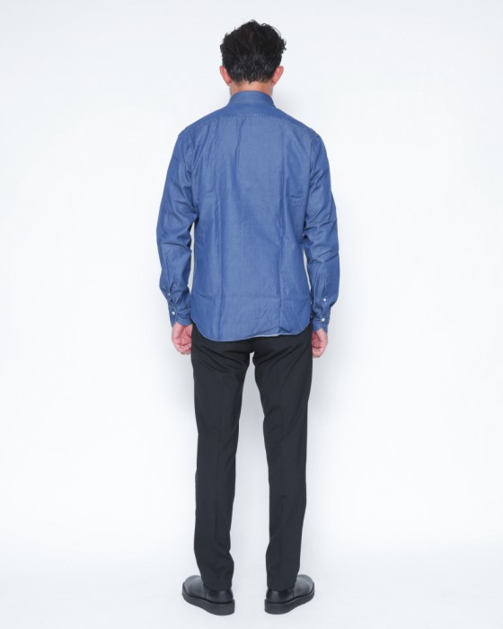 Finamoreコットンデニム カッタウェイカラーシャツ【SIMONE/BALI】03l