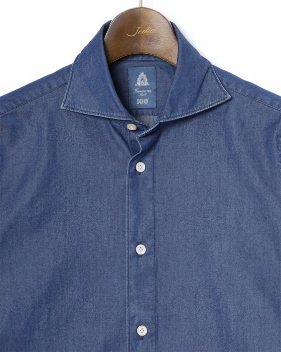 Finamoreコットンデニム カッタウェイカラーシャツ【SIMONE/BALI】05l