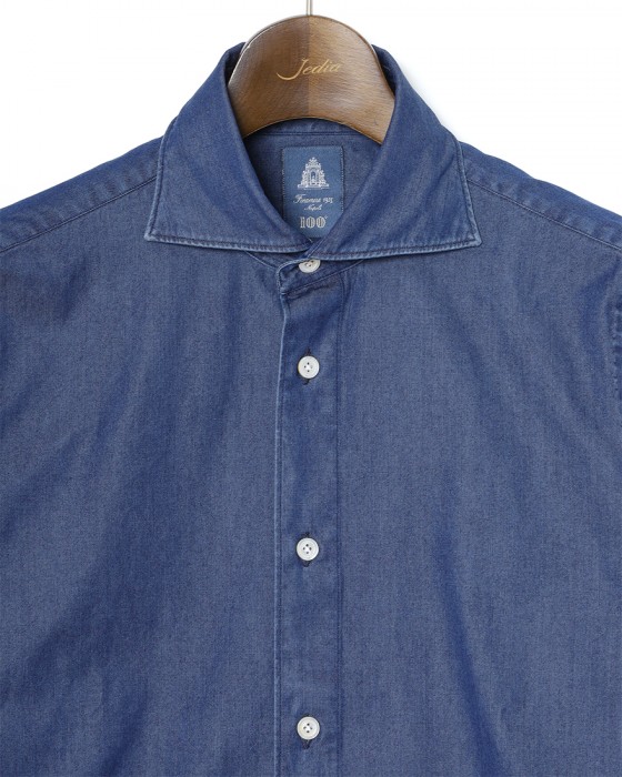 Finamoreコットンデニム カッタウェイカラーシャツ【SIMONE/BALI】06l