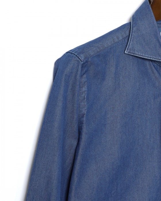 Finamoreコットンデニム カッタウェイカラーシャツ【SIMONE/BALI】08l