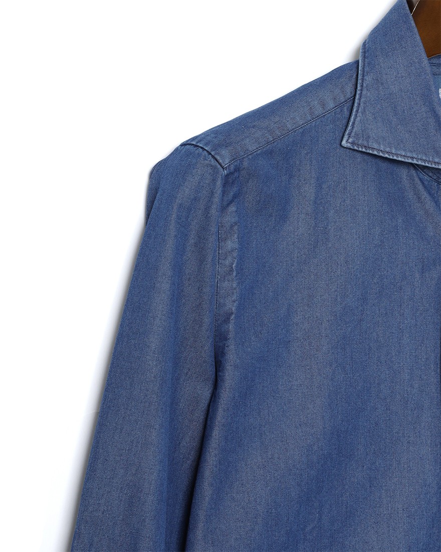 Finamoreコットンデニム カッタウェイカラーシャツ【SIMONE/BALI】08l