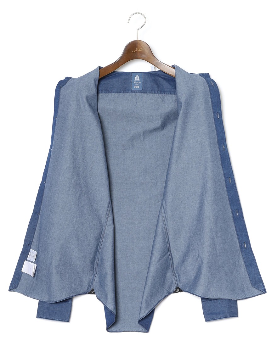 Finamoreコットンデニム カッタウェイカラーシャツ【SIMONE/BALI】10l